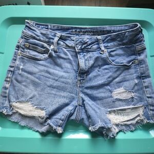 American Eagle Outfitters Blue Distressed Jean Shorts